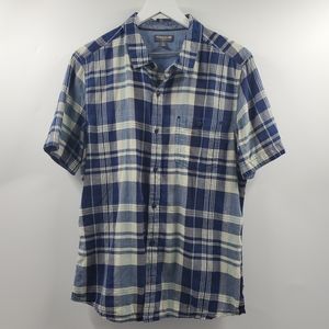 Toad&Co Beckmen SS Slim Shirt Plaid Button Up Blue